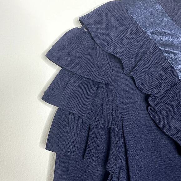 TED‎ BAKER London Hellgar Satin Contrast Ruffle Sweater Size 4 - Picture 6 of 10